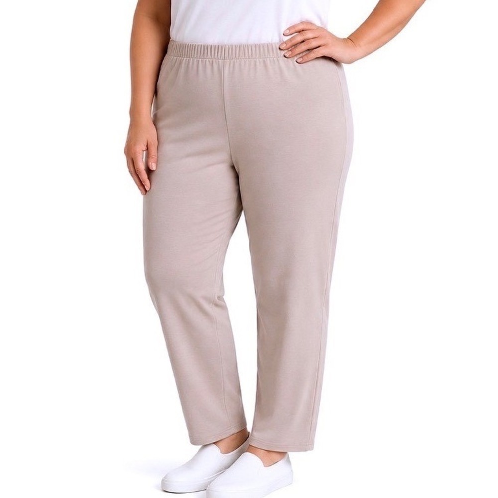 NEW Jess & Jane Size 3X Mineral Wash Cotton Blend Pants Slate Tan Grey Plus